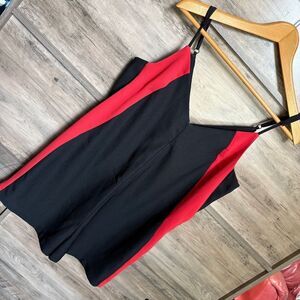Urban Outfitters M Black Red Edgy Romper Preppy Sporty Retro Chic Punk Skater